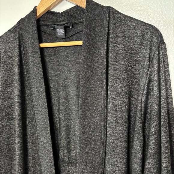 Joan Vass Black Heathered Slouchy Open Front Cardigan Sweater W/ Pockets Size 1X - Picture 2 of 6